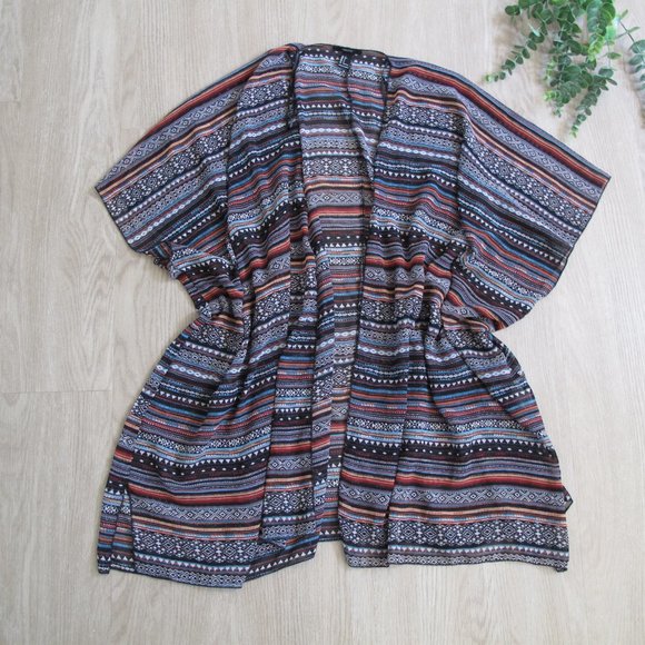 FOREVER 21 Colorful Striped Chiffon Kimono - Picture 7 of 10